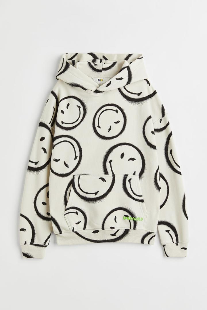 H & M - Printed Hoodie - Brown