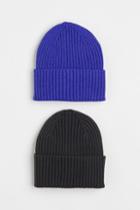 H & M - 2-pack Rib-knit Hats - Black