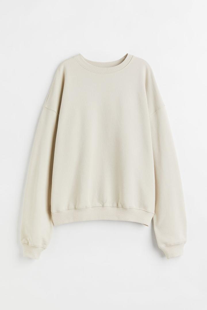 H & M - Oversized Sports Sweatshirt - Beige