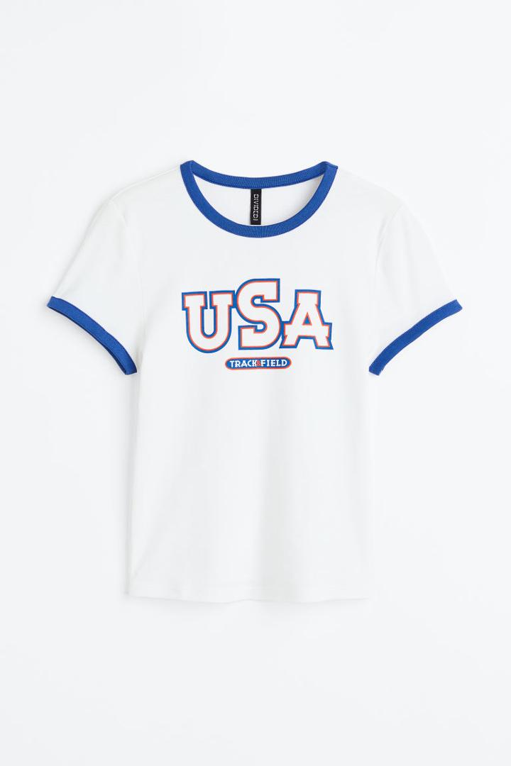 H & M - Fitted Cotton Top - White