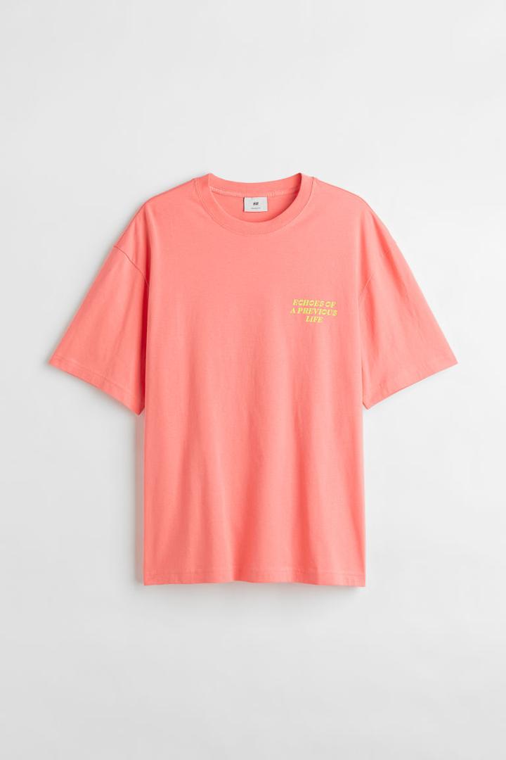 H & M - Relaxed Fit Cotton T-shirt - Red