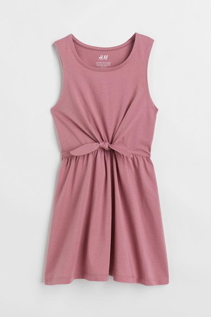 H & M - Tie-detail Dress - Pink