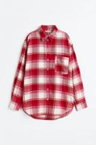 H & M - Oversized Flannel Shirt - Pink