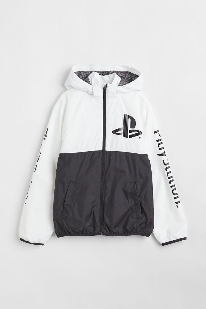 H & M - Printed Windbreaker - Black