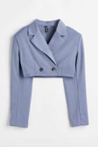 H & M - Double-breasted Crop Jacket - Blue