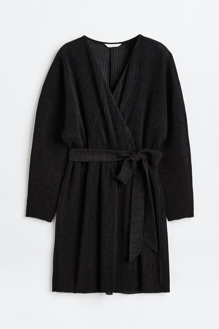 H & M - Glittery Wrap Dress - Black