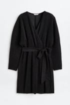 H & M - Glittery Wrap Dress - Black