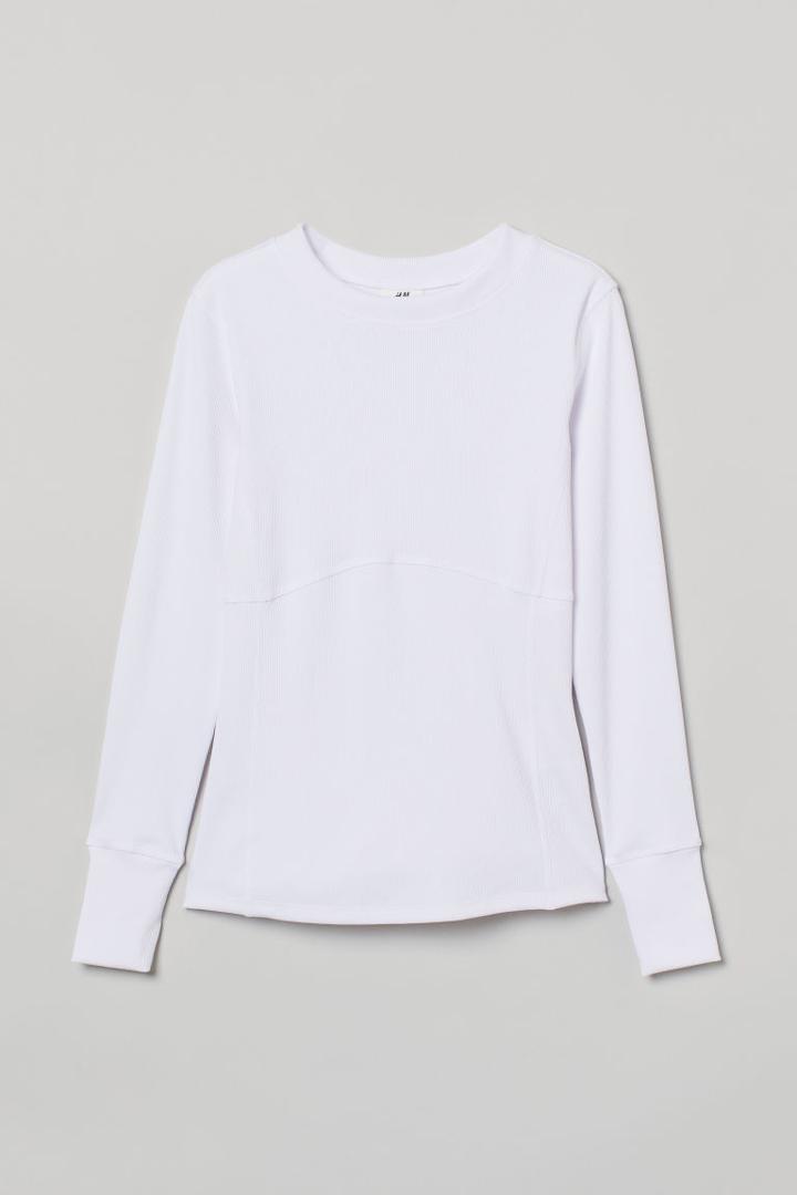H & M - Ribbed Base-layer Top - White