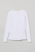 H & M - Ribbed Base-layer Top - White