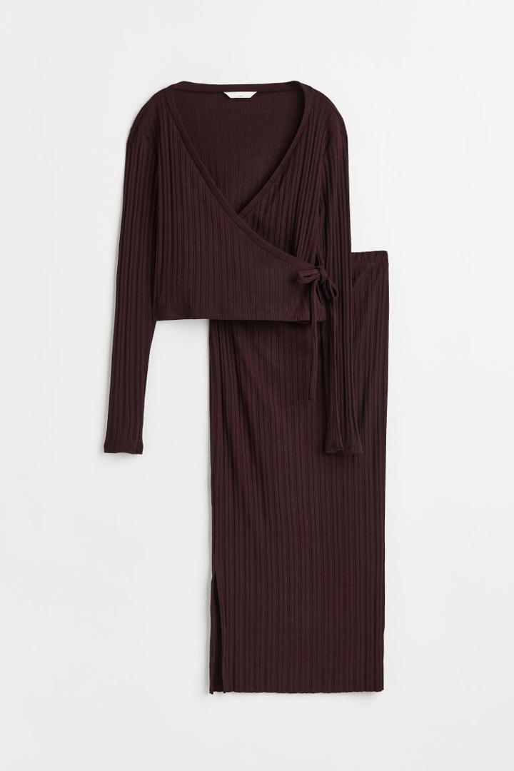 H & M - Mama 2-piece Top And Skirt Set - Red