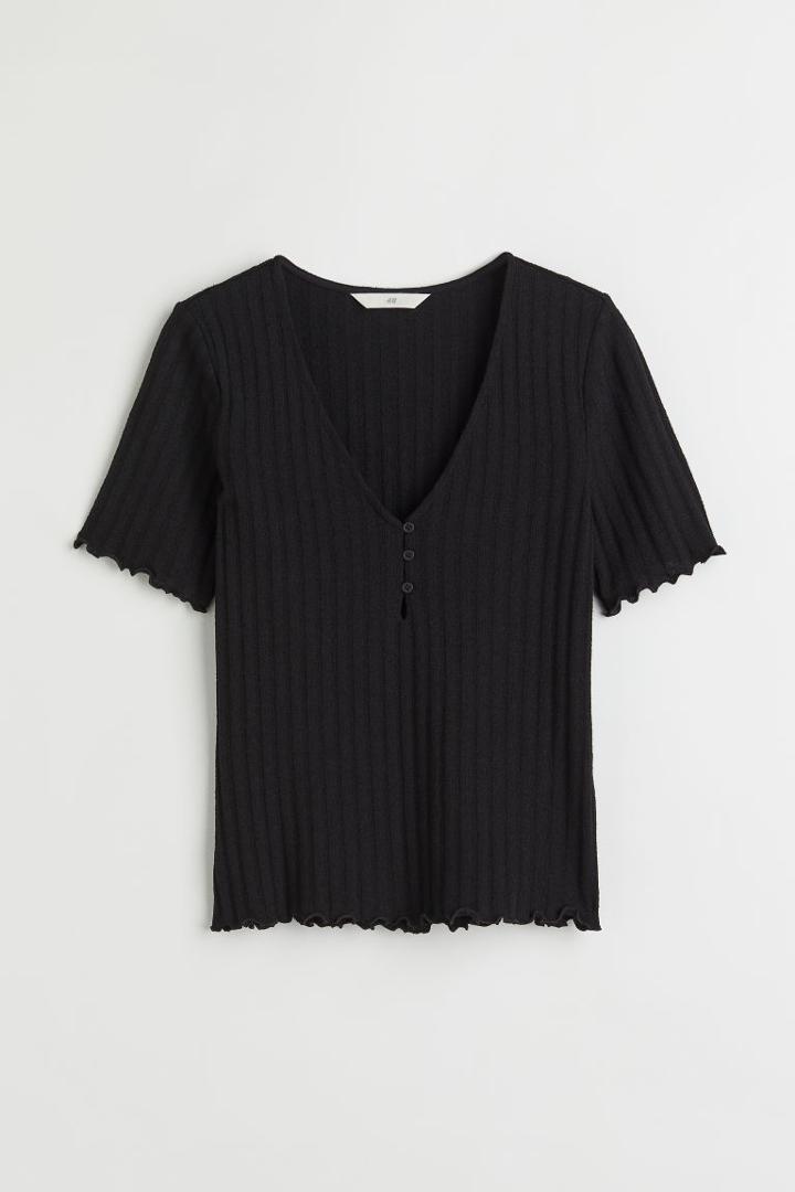 H & M - Ribbed Top - Black