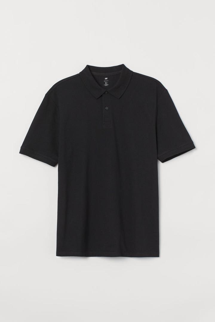 H & M - Cotton Polo Shirt - Black