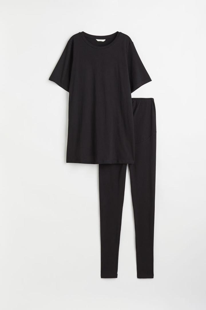 H & M - Mama T-shirt And Leggings - Black