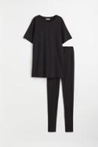 H & M - Mama T-shirt And Leggings - Black