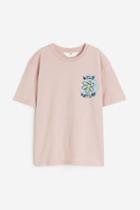 H & M - Printed Jersey T-shirt - Pink