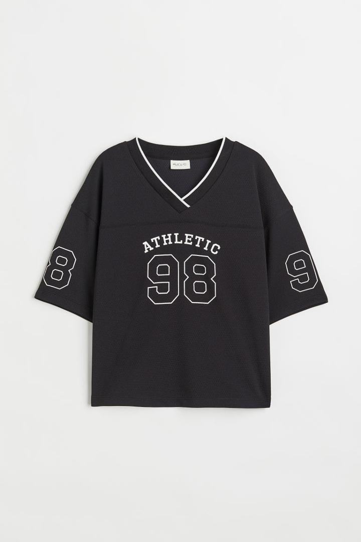 H & M - Printed Basketball Shirt - Black