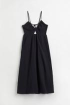 H & M - V-neck Drawstring-detail Dress - Black