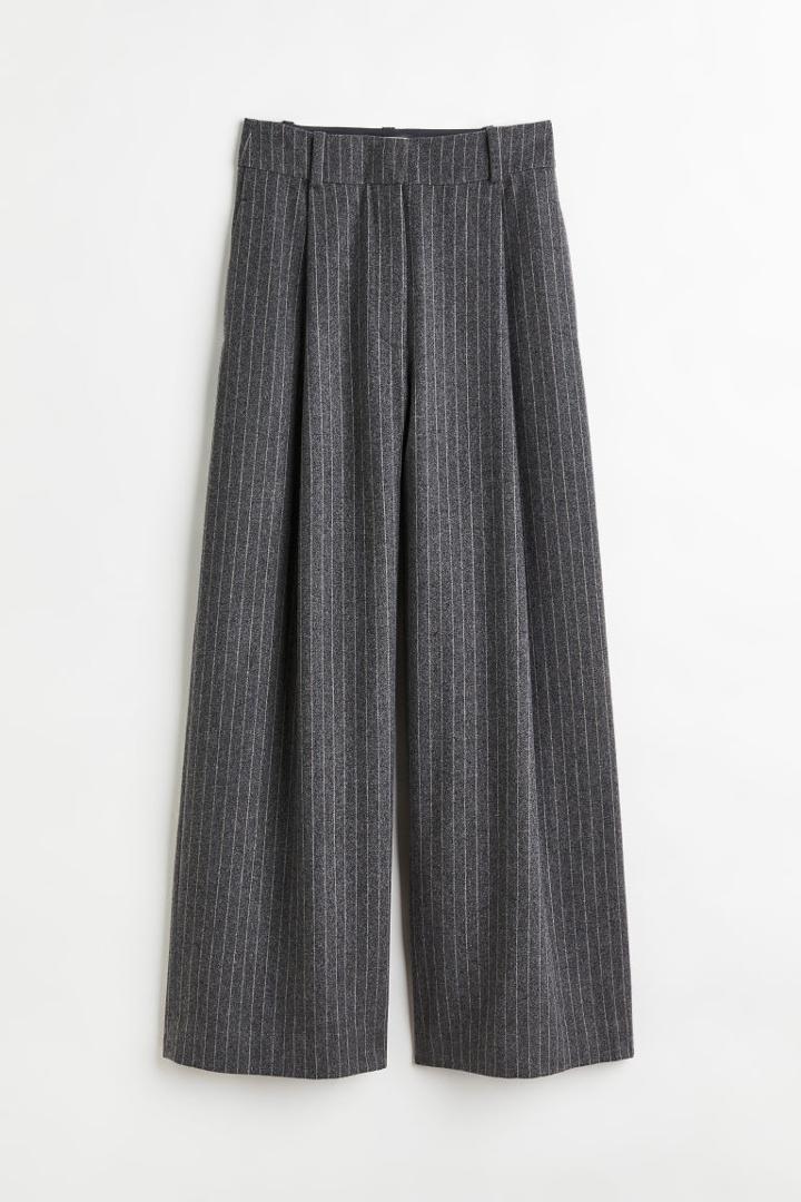 H & M - Dressy Wool-blend Pants - Gray