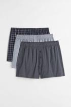 H & M - 3-pack Woven Cotton Boxer Shorts - Blue