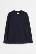 H & M - Relaxed Fit Rib-knit Sweater - Blue