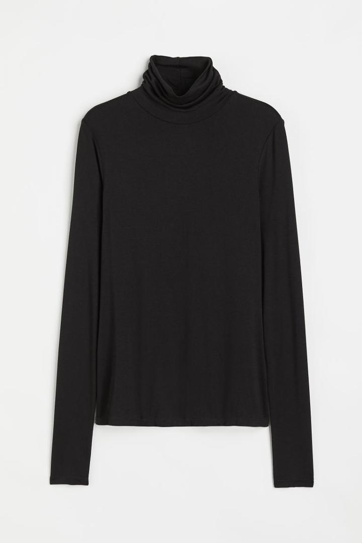 H & M - Viscose Turtleneck Top - Black