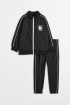 H & M - 2-piece Printed Sweatshirt Set - Black