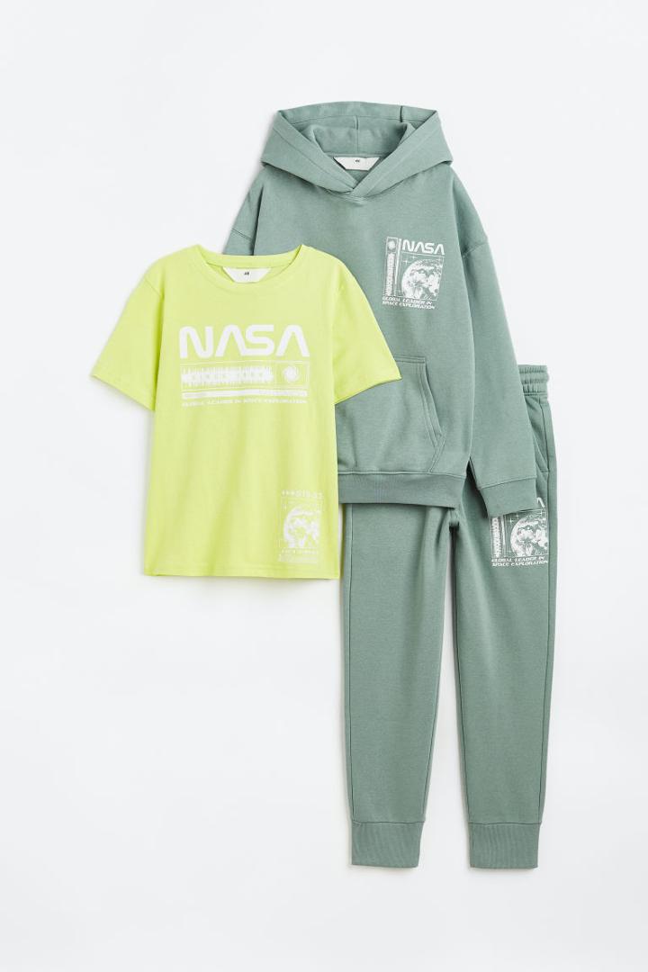 H & M - 3-piece Printed Set - Green