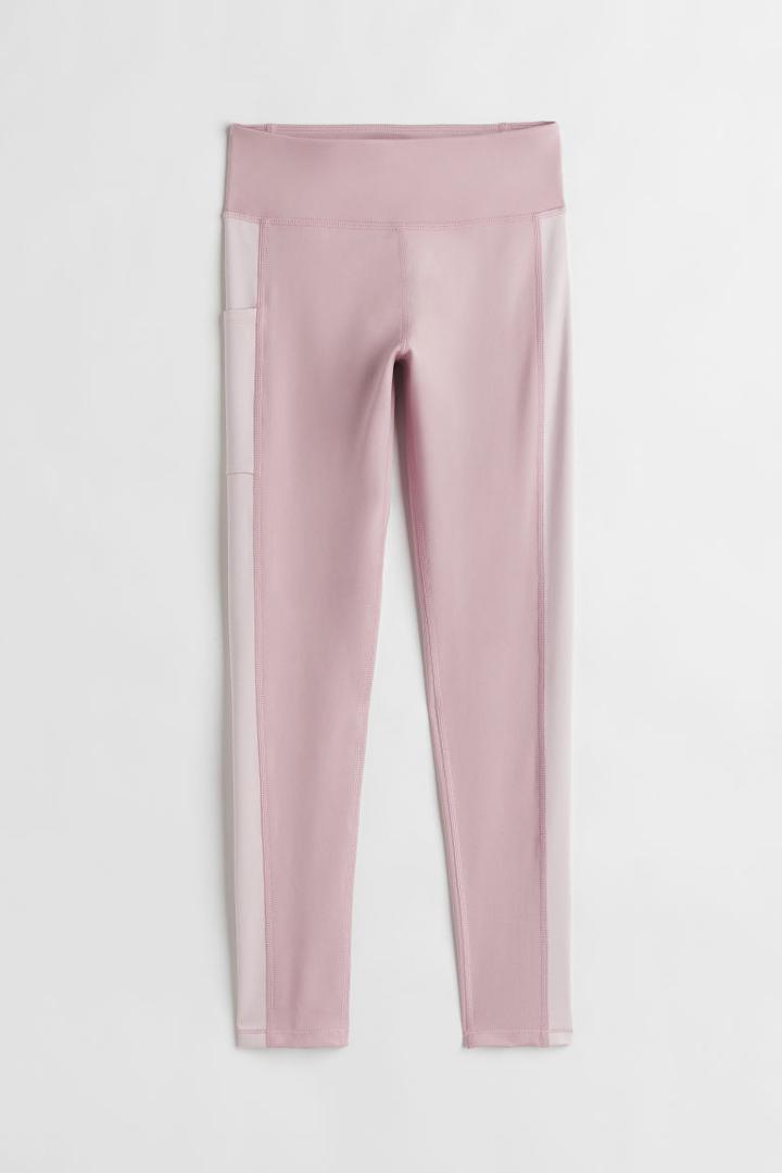 H & M - Pocket-detail Sports Leggings - Pink