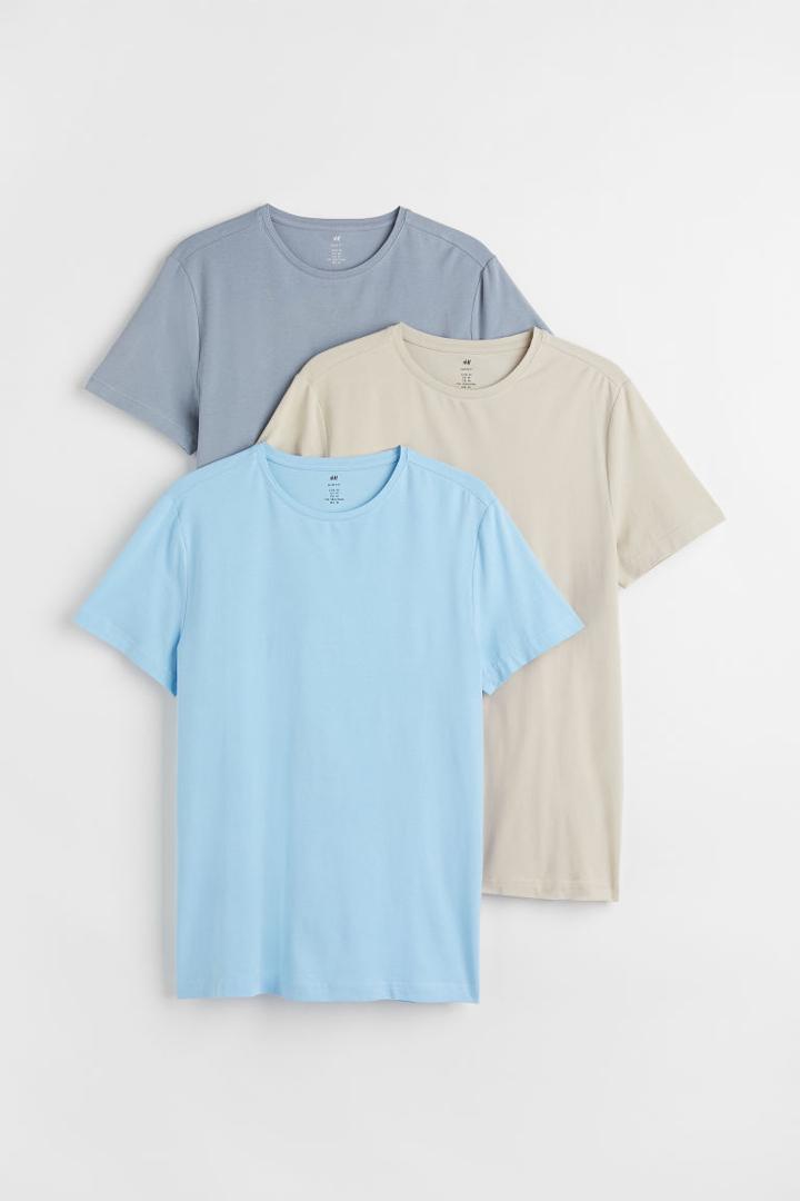 H & M - 3-pack Slim Fit T-shirts - Blue