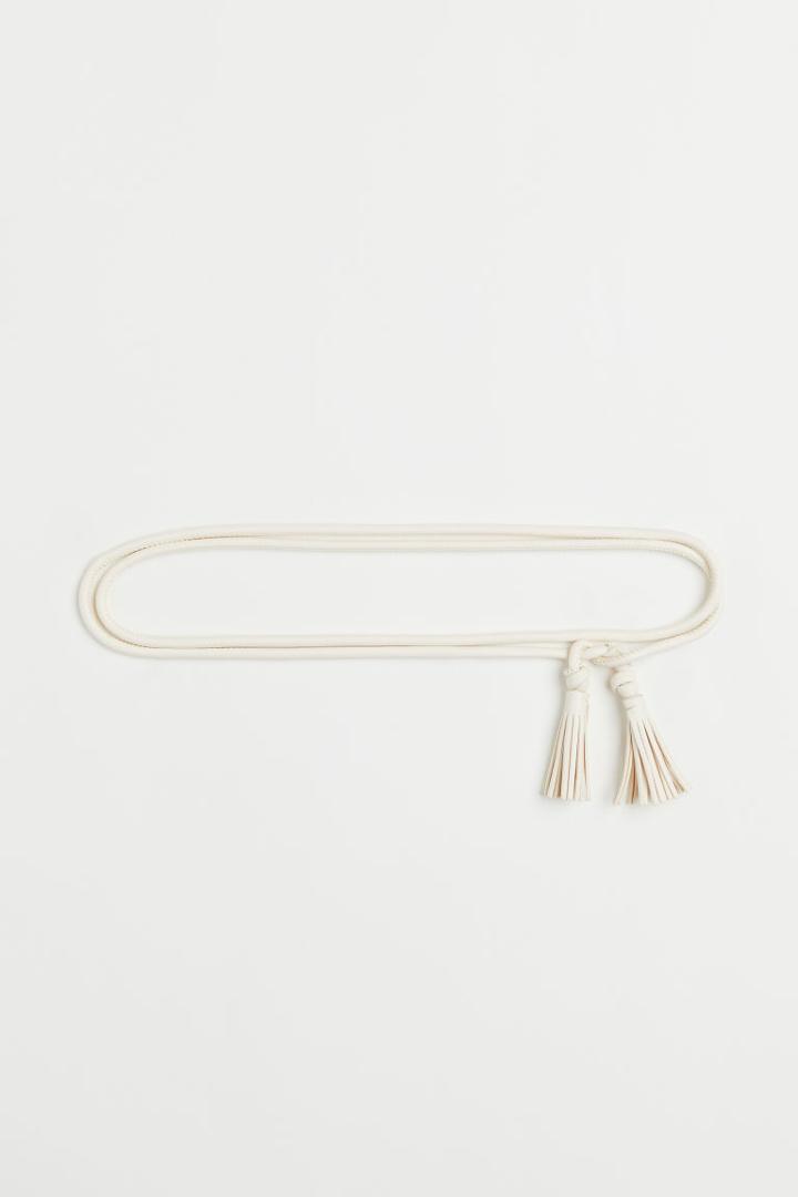 H & M - Faux Leather Waist Belt - White