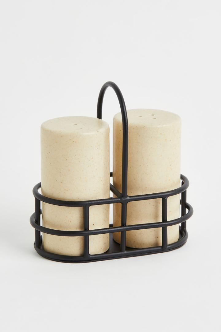 H & M - Stoneware Salt And Pepper Set - Black
