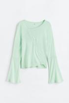 H & M - Gathered Jersey Top - Green