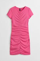 H & M - Draped Jersey Dress - Pink