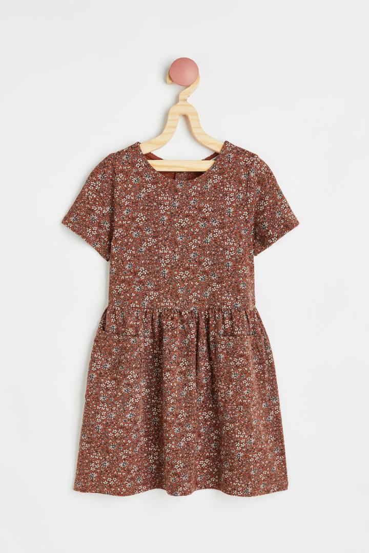 H & M - Patterned Cotton Dress - Orange
