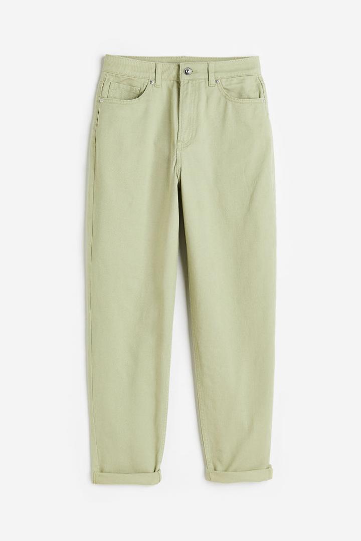 H & M - Mom Loose Fit Twill Pants - Green