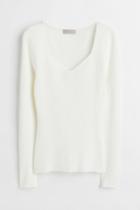 H & M - Ribbed Sweater - White