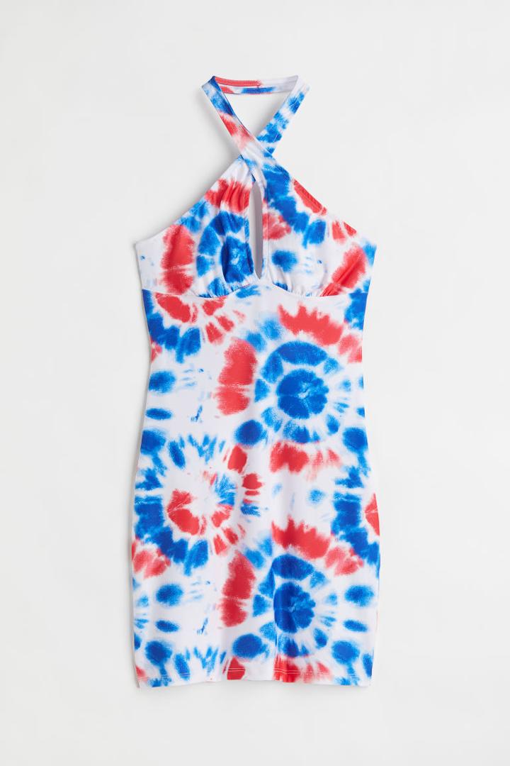 H & M - Cut-out-detail Halterneck Dress - White