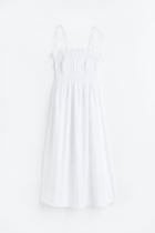 H & M - Smocked Seersucker Dress - White