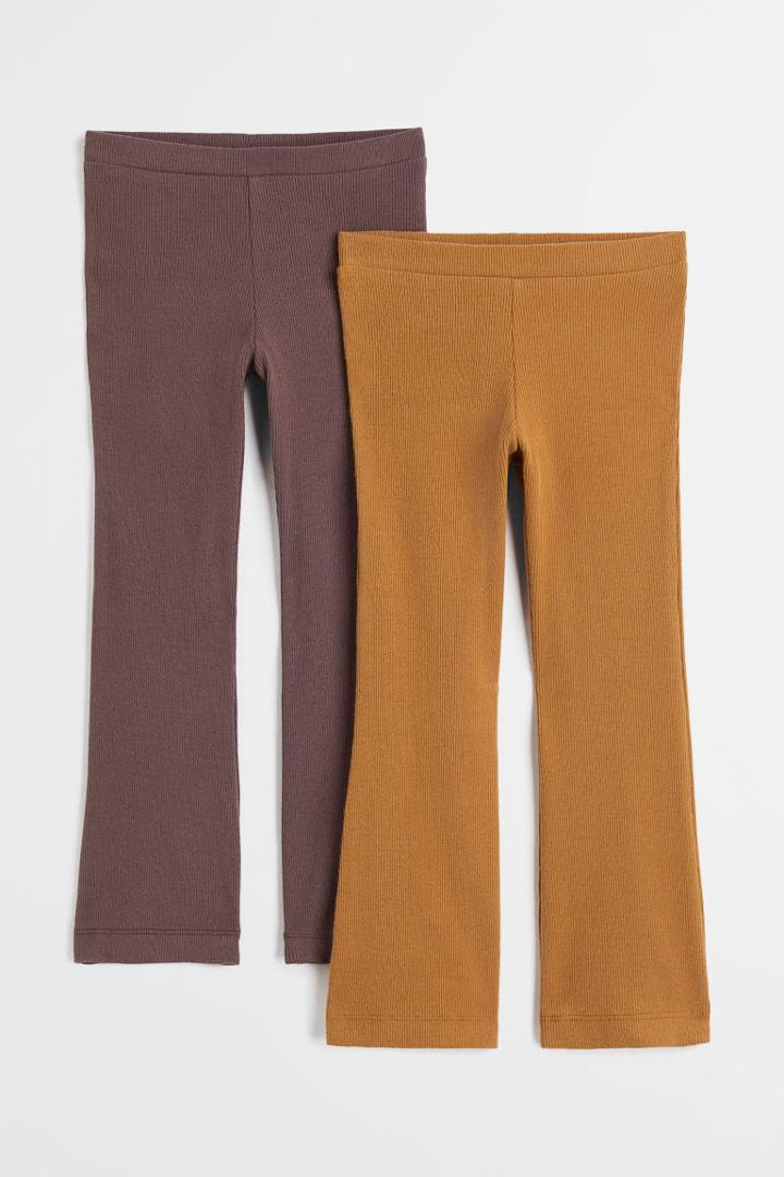 H & M - 2-pack Flared Leggings - Beige