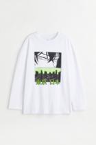 H & M - Printed Jersey Shirt - White