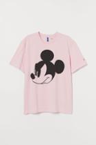 H & M - T-shirt With Printed Design - Pink