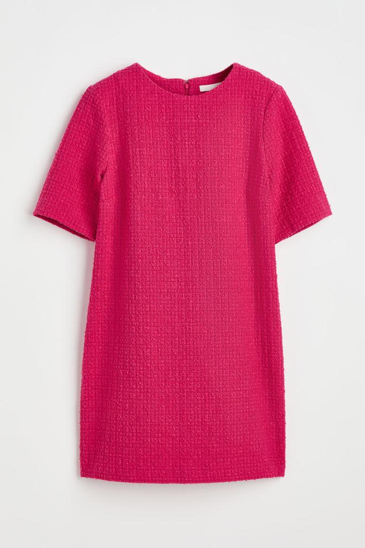 H & M - Jacquard-weave Dress - Pink