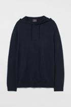 H & M - Regular Fit Knit Hoodie - Blue