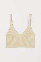 H & M - Rib-knit Crop Top - Yellow