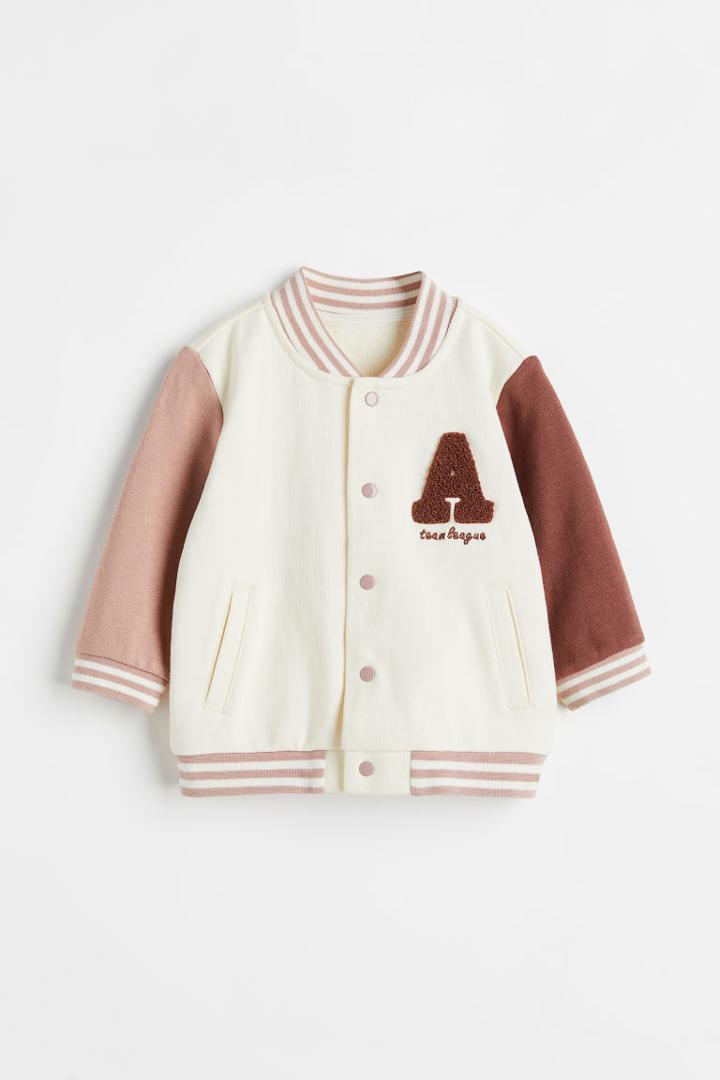 H & M - Cotton Baseball Jacket - White