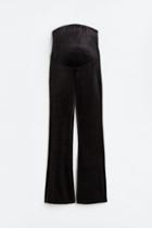 H & M - Mama Flared Velour Pants - Black