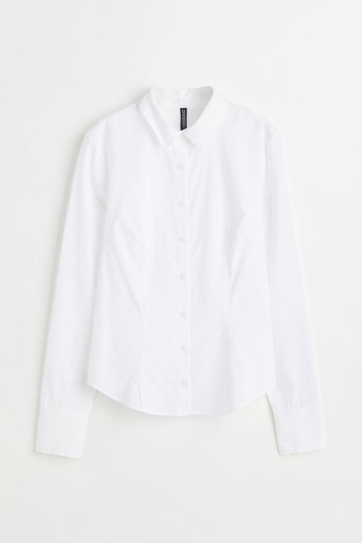 H & M - H & M+ Cotton Poplin Shirt - White