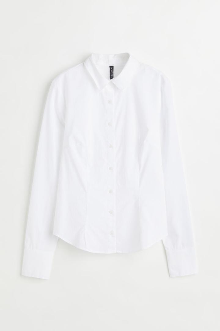 H & M - H & M+ Cotton Poplin Shirt - White