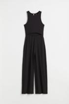 H & M - Cut-out Ribbed Jumpsuit - Black