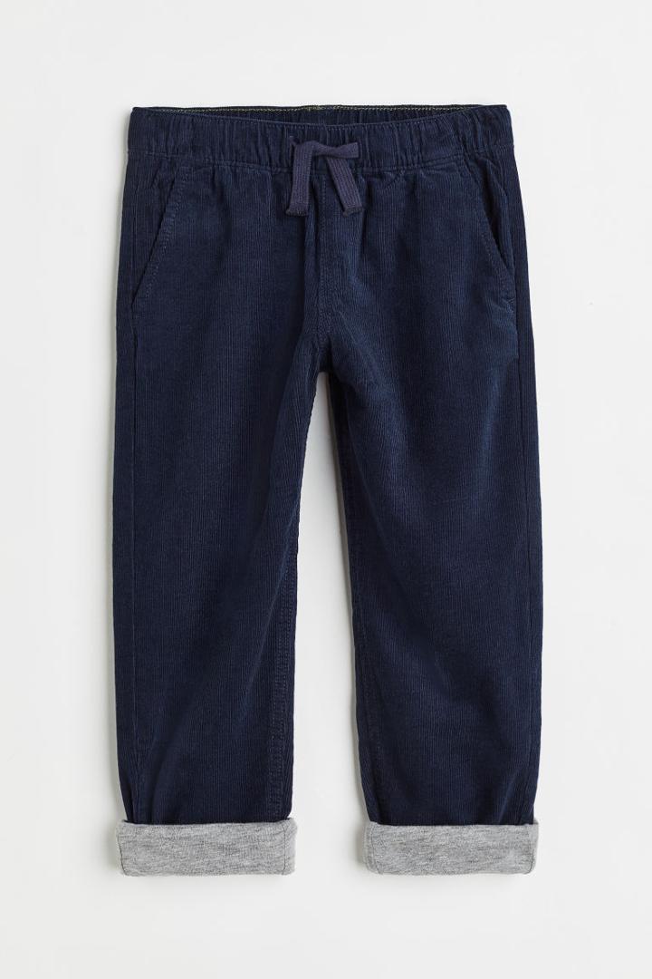 H & M - Lined Corduroy Joggers - Blue